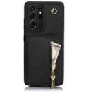 For Samsung Galaxy S21 Ultra 5G YM006 Skin Feel Zipper Card Bag Phone Case with Dual Lanyard(Black) - 1