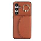 For Samsung Galaxy S24+ 5G YM007 Ring Holder Card Bag Skin Feel Phone Case(Brown) - 1
