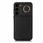 For Samsung Galaxy S23+ 5G YM007 Ring Holder Card Bag Skin Feel Phone Case(Black) - 1