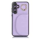 For Samsung Galaxy S23 FE 5G YM007 Ring Holder Card Bag Skin Feel Phone Case(Purple) - 1