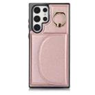 For Samsung Galaxy S22 Ultra 5G YM007 Ring Holder Card Bag Skin Feel Phone Case(Rose Gold) - 1