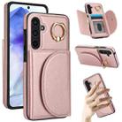 For Samsung Galaxy A55 5G YM007 Ring Holder Card Bag Skin Feel Phone Case(Rose Gold) - 1