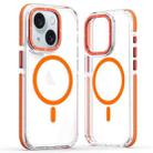For iPhone 15 Plus Dual-Color Clear Acrylic Hybrid TPU MagSafe Phone Case(Orange) - 1