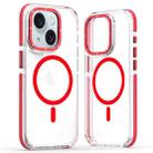 For iPhone 15 Plus Dual-Color Clear Acrylic Hybrid TPU MagSafe Phone Case(Red) - 1