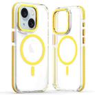For iPhone 15 Plus Dual-Color Clear Acrylic Hybrid TPU MagSafe Phone Case(Yellow) - 1