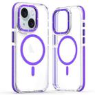 For iPhone 15 Plus Dual-Color Clear Acrylic Hybrid TPU MagSafe Phone Case(Purple) - 1