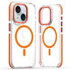 For iPhone 15 Dual-Color Clear Acrylic Hybrid TPU MagSafe Phone Case(Orange) - 1