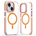 For iPhone 14 Plus Dual-Color Clear Acrylic Hybrid TPU MagSafe Phone Case(Orange) - 1