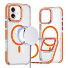 For iPhone 16 Plus Dual-Color Clear Acrylic Hybrid TPU MagSafe Phone Case(Orange) - 1