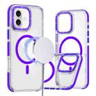 For iPhone 16 Plus Dual-Color Clear Acrylic Hybrid TPU MagSafe Phone Case(Purple) - 1