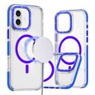 For iPhone 16 Plus Dual-Color Clear Acrylic Hybrid TPU MagSafe Phone Case(Blue) - 1