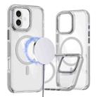 For iPhone 16 Plus Dual-Color Clear Acrylic Hybrid TPU MagSafe Phone Case(Grey) - 1