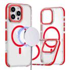 For iPhone 16 Pro Max Dual-Color Clear Acrylic Hybrid TPU MagSafe Phone Case(Red) - 1