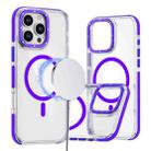 For iPhone 16 Pro Max Dual-Color Clear Acrylic Hybrid TPU MagSafe Phone Case(Purple) - 1