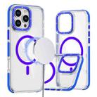 For iPhone 16 Pro Max Dual-Color Clear Acrylic Hybrid TPU MagSafe Phone Case(Blue) - 1