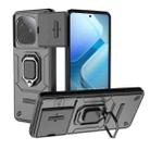 For vivo iQOO Z9 Turbo 5G Sliding Camshield TPU + PC Shockproof Phone Case with Holder(Black) - 1