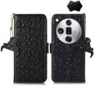 For OPPO Find X7 Pro / Find X7 Ultra Ostrich Pattern Genuine Leather RFID Phone Case(Black) - 1