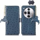 For OPPO Find X7 Pro / Find X7 Ultra Ostrich Pattern Genuine Leather RFID Phone Case(Blue) - 1