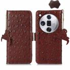 For OPPO Find X7 Pro / Find X7 Ultra Ostrich Pattern Genuine Leather RFID Phone Case(Coffee) - 1