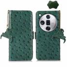 For OPPO Find X7 Ostrich Pattern Genuine Leather RFID Phone Case(Green) - 1