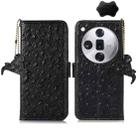 For OPPO Find X7 Ostrich Pattern Genuine Leather RFID Phone Case(Black) - 1