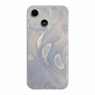 For iPhone 14 Plus Hot Silver Stamp Gradient Feather Acrylic Hybrid TPU Phone Case(Silver) - 1