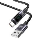 USAMS US-SJ673 USB To Type-C 6A Fast Charge Digital Display Data Cable, Length: 1.2m(Black) - 1