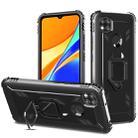 For Xiaomi Redmi 9C Carbon Fiber Protective Case with 360 Degree Rotating Ring Holder(Black) - 1