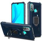 For Huawei P Smart 2020 Carbon Fiber Protective Case with 360 Degree Rotating Ring Holder(Blue) - 1