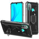 For Huawei P Smart 2020 Carbon Fiber Protective Case with 360 Degree Rotating Ring Holder(Black) - 1