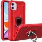 For iPhone 12 mini Carbon Fiber Protective Case with 360 Degree Rotating Ring Holder(Red) - 1