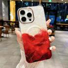 For iPhone 15 Pro IMD Marble Acrylic Hybrid TPU Plating MagSafe Phone Case(Red) - 1