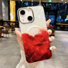 For iPhone 15 IMD Marble Acrylic Hybrid TPU Plating MagSafe Phone Case(Red) - 1