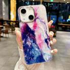 For iPhone 15 IMD Marble Acrylic Hybrid TPU Plating MagSafe Phone Case(Purple) - 1