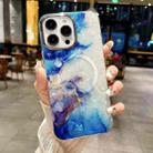 For iPhone 14 Pro Max IMD Marble Acrylic Hybrid TPU Plating MagSafe Phone Case(Blue) - 1