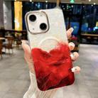 For iPhone 13 IMD Marble Acrylic Hybrid TPU Plating MagSafe Phone Case(Red) - 1
