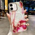 For iPhone 12 IMD Marble Acrylic Hybrid TPU Plating MagSafe Phone Case(Rose Red) - 1