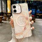 For iPhone 12 IMD Marble Acrylic Hybrid TPU Plating MagSafe Phone Case(Pink) - 1
