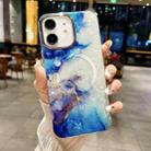 For iPhone 12 IMD Marble Acrylic Hybrid TPU Plating MagSafe Phone Case(Blue) - 1