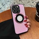 For iPhone 11 Pro Glitter Sticky PC Hybrid TPU Magnetic Phone Case(Pink) - 1