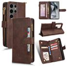 For Samsung Galaxy S24 Ultra 5G Litchi Texture Zipper Leather Phone Case(Brown) - 1