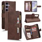 For Samsung Galaxy S25 5G Litchi Texture Zipper Leather Phone Case(Brown) - 1