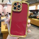 For iPhone 15 Pro Plating Emery PC Hybrid Silicone Phone Case(Red) - 1