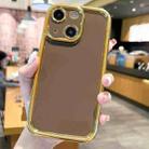 For iPhone 15 Plus Plating Emery PC Hybrid Silicone Phone Case(Brown) - 1