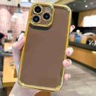 For iPhone 11 Pro Max Plating Emery PC Hybrid Silicone Phone Case(Brown) - 1