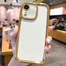 For iPhone XR Plating Emery PC Hybrid Silicone Phone Case(White) - 1