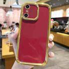 For iPhone XS Max Plating Emery PC Hybrid Silicone Phone Case(Red) - 1