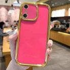 For iPhone XS Max Plating Emery PC Hybrid Silicone Phone Case(Rose Red) - 1