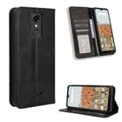 For Consumer Cellular Iris Connect Magnetic Buckle Retro Texture Leather Phone Case(Black) - 1