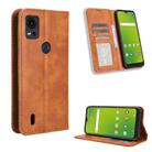 For Cricket Icon5 Magnetic Buckle Retro Texture Leather Phone Case(Brown) - 1